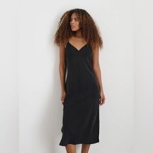 NEW NWT Alex Mill Carly Cami Slip Midi Dress In Cupro Washed Black